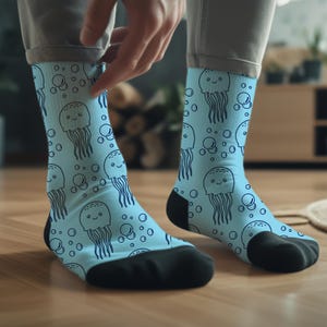 Jellyfish Socks, Patterned Recycled Poly Socks, Eco-Friendly, Fun Gift, Beachwear, Casual Ocean Socks, One Size Fits All