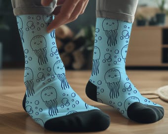 Jellyfish Socks, Eco-Friendly Recycled Poly Blend, Fun Beachwear