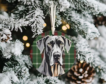 Deutsche Dogge Ornament, Keramik Weihnachtsbaum Dekor, Hundeliebhaber Geschenk