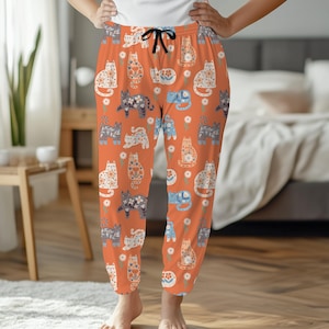Cozy Cat-Themed Pajama Pants, Relaxation, Cat Lover Gift, Comfortable Sleepwear, Pet-Themed Lounge Pants, Fall Pajamas
