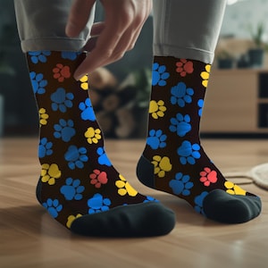 Paw Print Socks, Recycled Eco-Friendly Fabric, Perfect Dog Lover or Dog Owner Gift, Printed in the USA, One Size Fits All