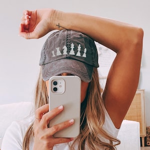 Chess Baseball Cap, Vintage Style Embroidered Hat for Chess Lovers, Retro Cap for Everyday Wear, Gift for Chess Players
