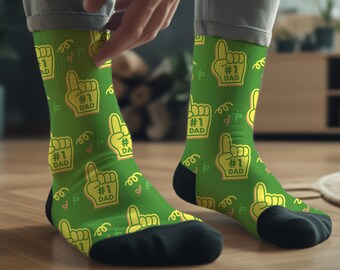 Number One Dad Foam Finger Socks, Eco-Friendly Father's Day Gift