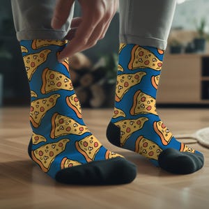 Pizza Socks, Fun Foodie Apparel, Food Lover Gift, Novelty Present, Unisex, Comfy Clothing, Unique Patterned Socks, One Size Fits All
