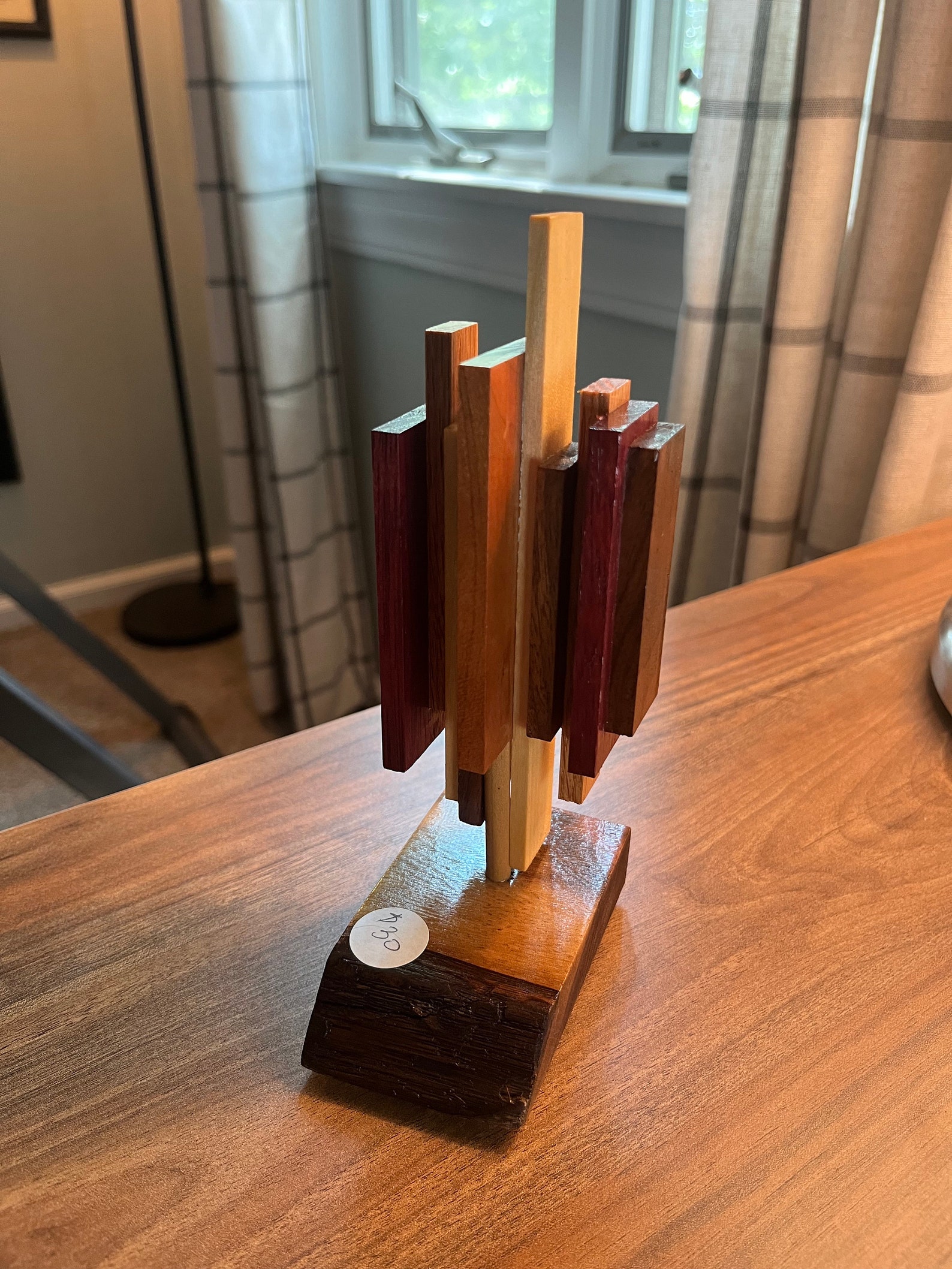 Desktop Wooden Art Sculpture, Handmade, Sound Wave Artwork - 7in Tall ...