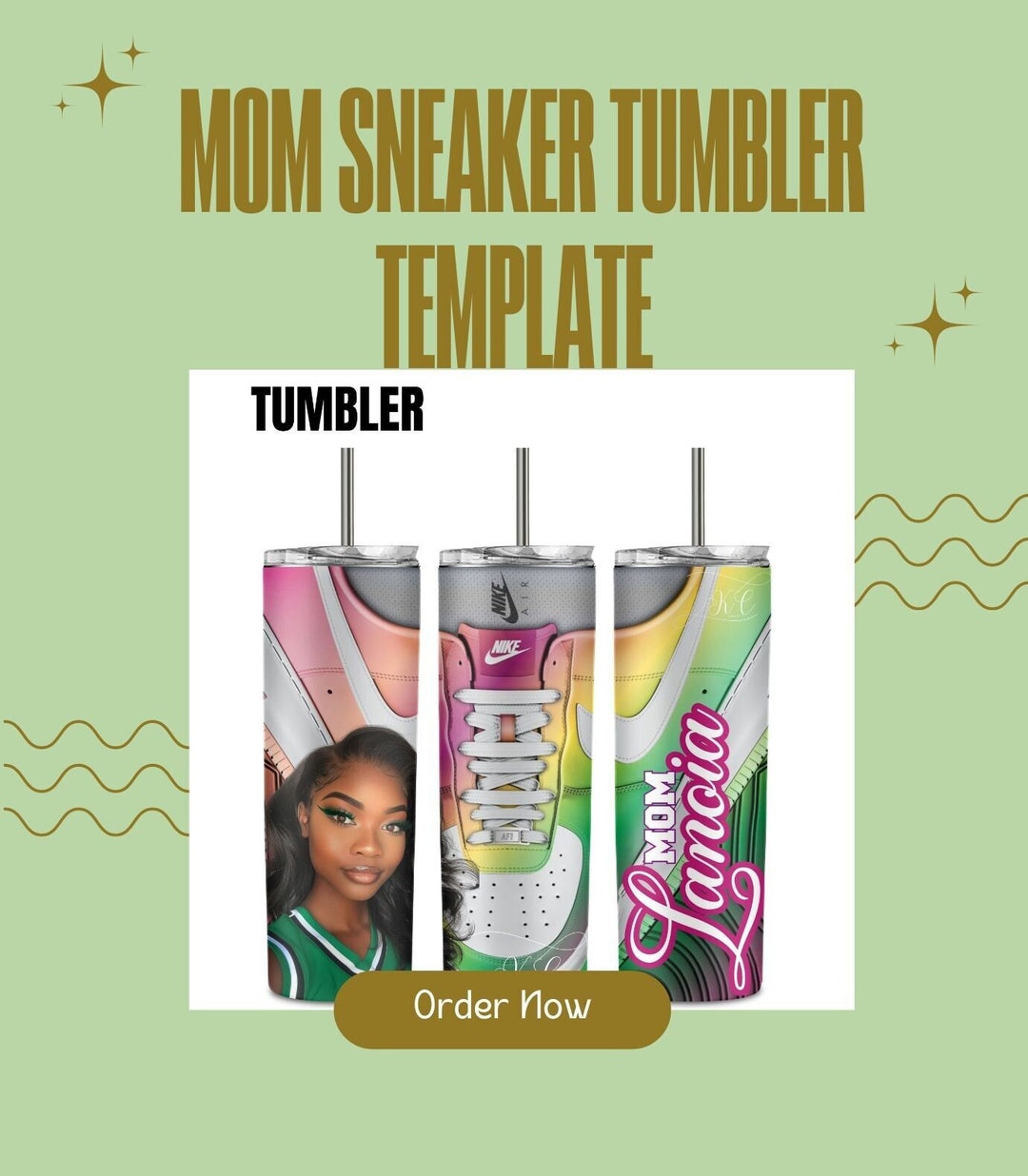 Custom Mom Sneaker Tumbler Templates, Grandma Editable Shoes Design ...