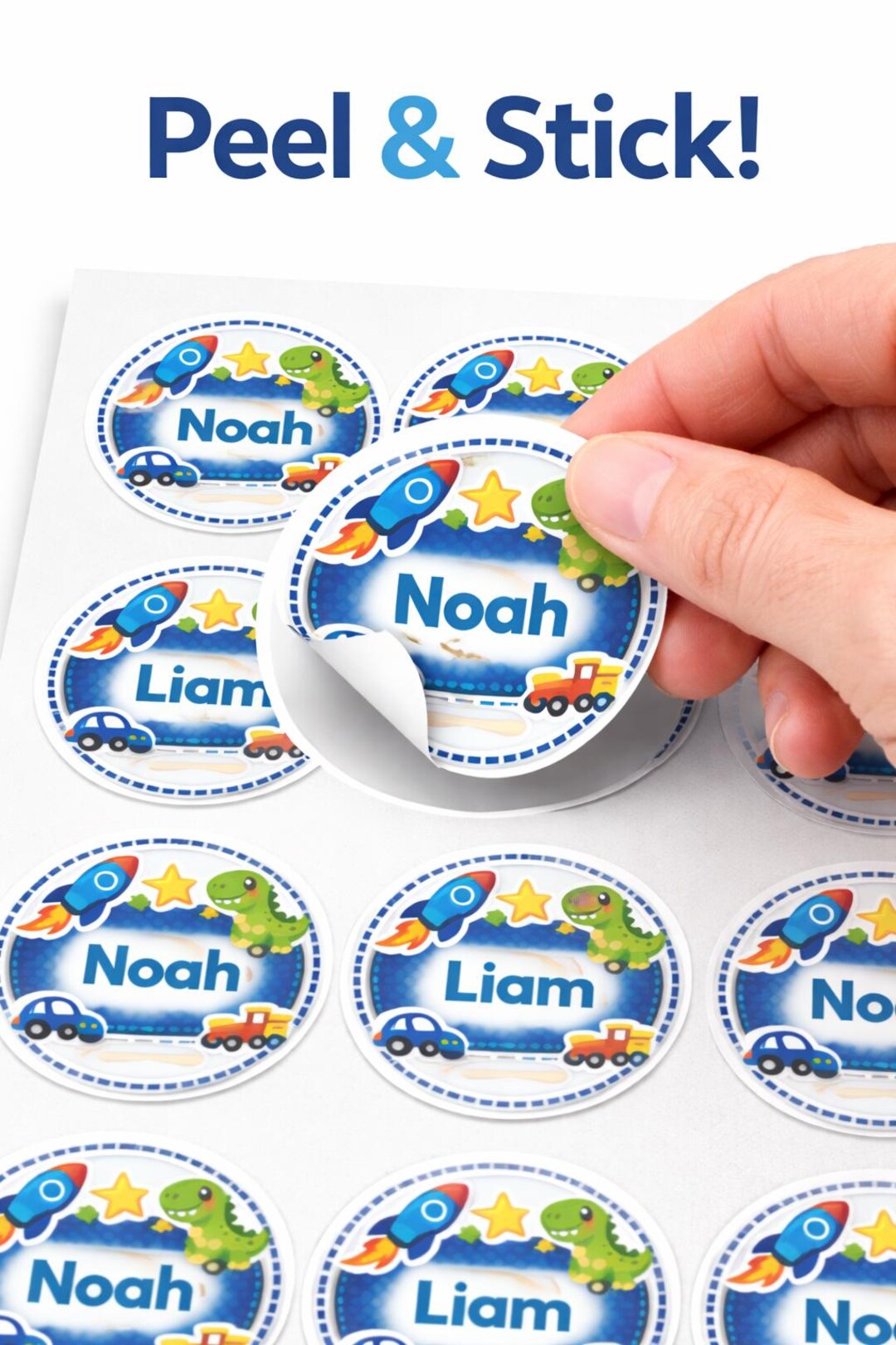 Personalized Boys Name Stickers | Waterproof Daycare Labels (dishwasher ...