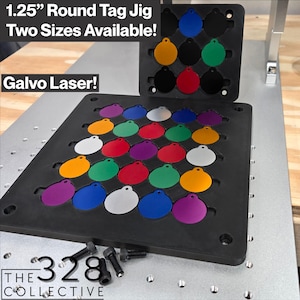 Galvo Laser Round Tag Jig, Fiber Laser, C02 Laser, Lightburn Files, 2 Variations