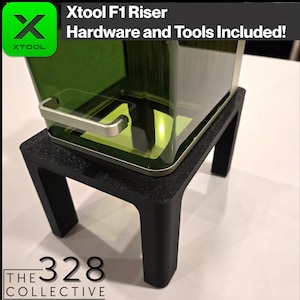 XTool F1 Riser Base | Mounting Hardware & RA2 Pro Rotary Alignment Guide Included | 3D Printed by The 328 Collective