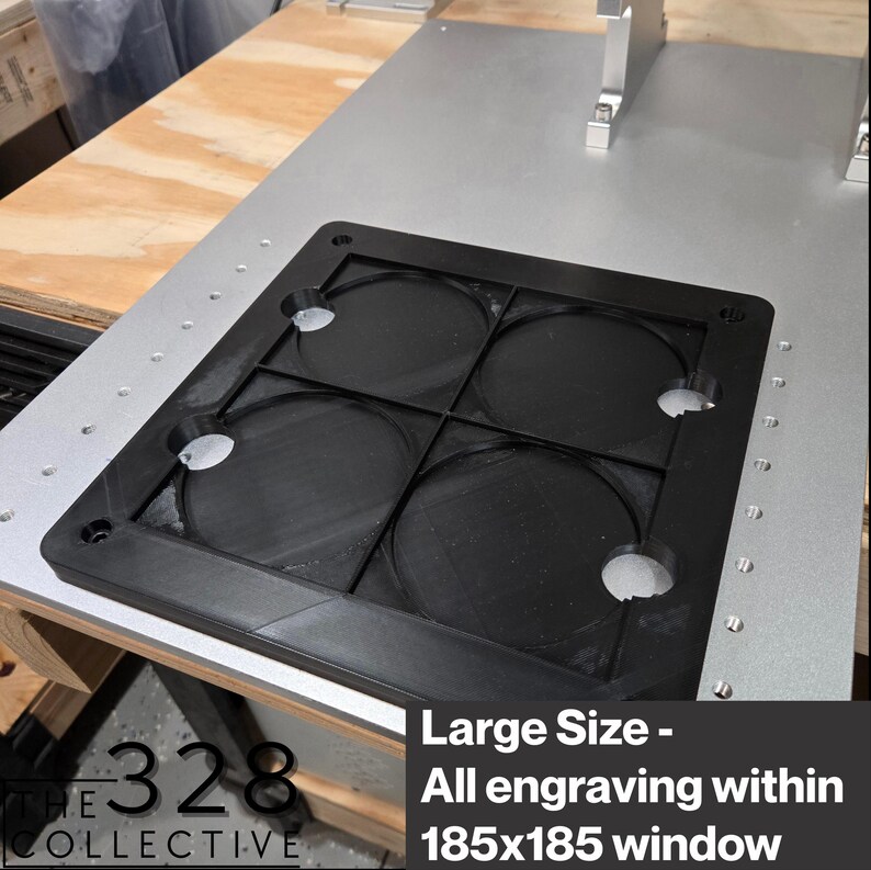 Laser jigs for engraving bamboo coasters made by The 328 Collective