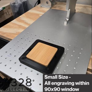 Laser jigs for engraving bamboo coasters made by The 328 Collective
