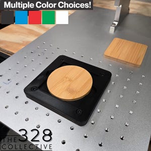 Laser jigs for engraving bamboo coasters made by The 328 Collective