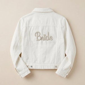 Pearl Rhinestone Bride Iron-On Patch, Wedding Jacket Decor, Bridal Shower Gift