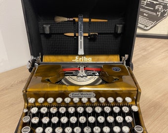 1940 ERIKA Modell 5 GOLD ! - Portable typewriter Schreibmaschine antik vintage