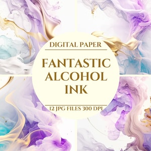 Fantastic Alcohol Ink Digital Paper, Alcohol Ink Clipart, Watercolor Background, Watercolor, Colorful Illustration, Digital Download