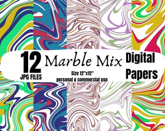 Marble Mix Digital Papers, Luxurious marble blend designs, Elegant mixed marble backgrounds, Stylish marble combination, Digital Download