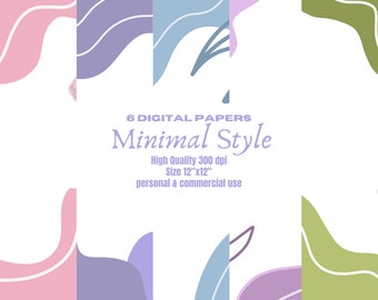 Minimal Style Digital Papers, Clean and simple digital designs, Elegant minimalist backgrounds, Modern and sleek, Digital Download
