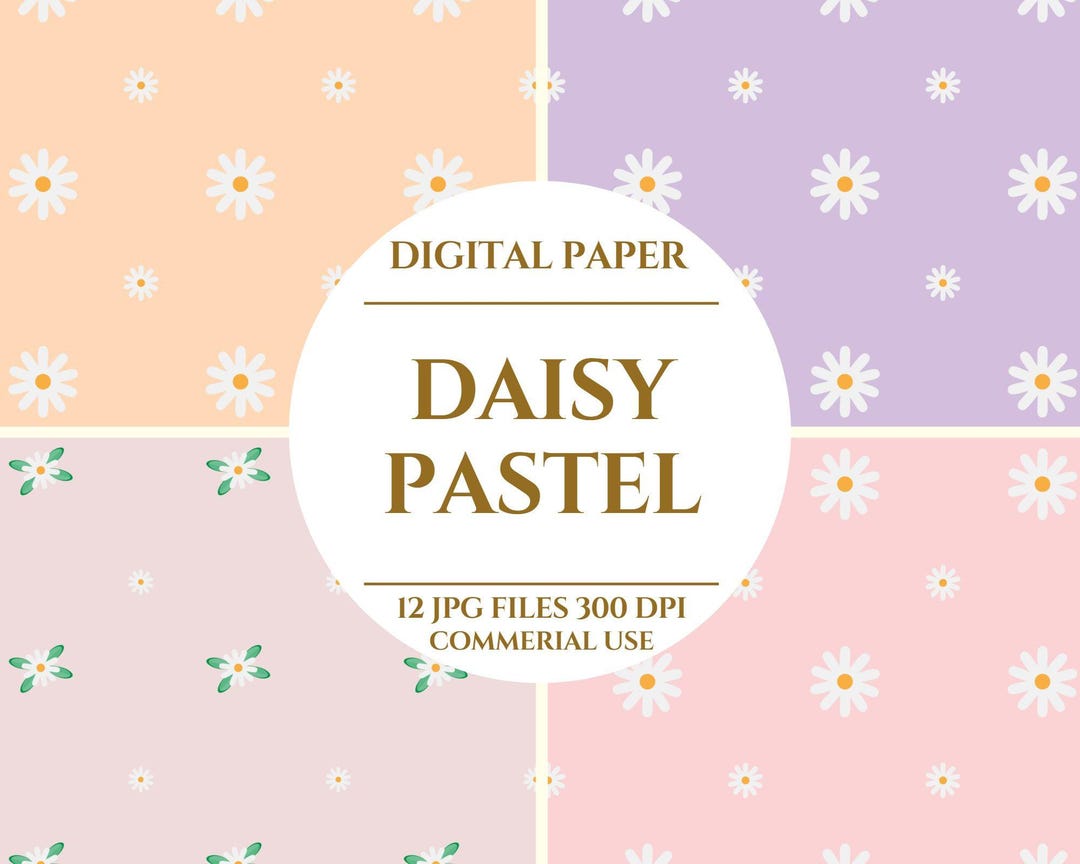 Daisy Pastel Digital Paper ,dreamy Daisy Delight, Feminine Floral Daisy