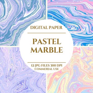 Pastel Marble Digital Paper, Marbling in Pastels A Digital Paper Collection, Creating Magic Pastel Marble, Paper Dream, Digital Download