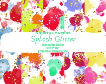 Splash Glitter Digital Papers, Shimmer Burst Digital Backgrounds, Glitter Splash Printables, Sparkling Digital Textures, Digital Download