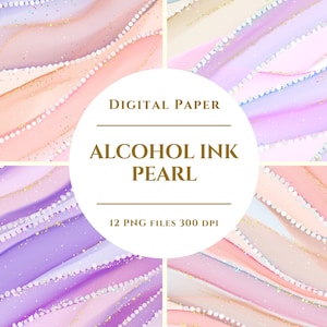 Alcohol Ink Pearl Digital Paper, Alcohol Ink Clipart , Watercolor Background, Watercolor, 12 digital JPG Illustration, Digital Download
