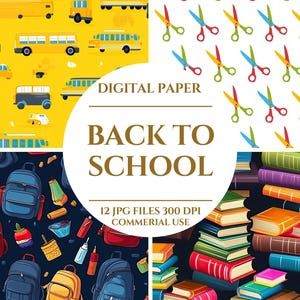Back to School Digital Papers, Scholarly Styles Embrace Back to School, Background Creative Composition, Digital Download