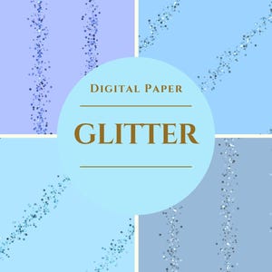 Glitter Digital Paper, JPG Bundle, Blue Digital Paper, Decorations, Colorful, Illustration, Digital Download