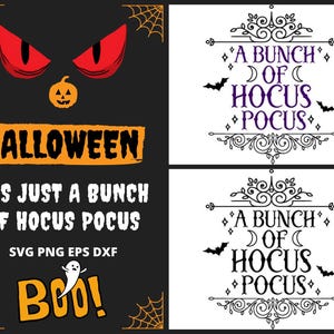 It's Just a Bunch of Hocus Pocus | Halloween Kids | Moon Halloween Decor | Halloween Clipart | Instant Download | Clipart Graphic