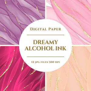 Dreamy Alcohol Ink Digital Paper, Alcohol Ink Clipart , Watercolor Background, Watercolor, 12 digital Illustration, Digital Download