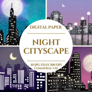 Night Cityscape Digital Paper, The Dark and Enchanting Beauty of a Night Cityscape, Lights and Shadows, The Art Night, Digital Download