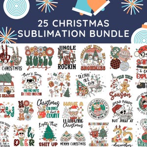 Christmas Sublimation Bundle 25 PNG Big Retro