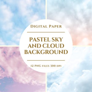 Pastel Sky and Cloud Background Digital Paper, clouds galaxy background, backgrounds instant download for commercial use, Digital Download