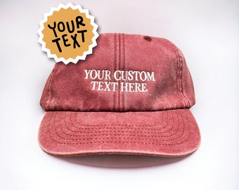 Aangepaste geborduurde pet met je eigen tekst Serif-lettertype met hoofdletter || Vivian Flytrap || Washed Dad Cap Gepersonaliseerd Op Maat Uniek
