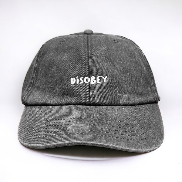 Disobey Embroidered Cap || Vivian Flytrap || Washed Vintage Style Baseball Dad Cap