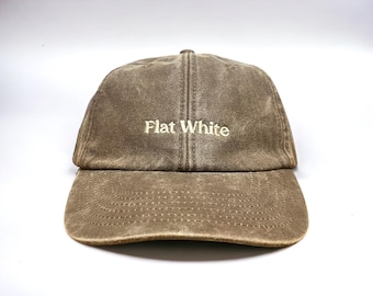 Flat White Embroidered Cap