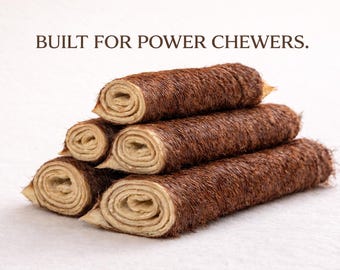 Natural Beef Hide Chews - Geheel natuurlijke huidrollen met bont