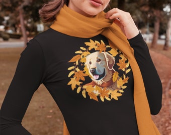 Herfst Golden Retriever - Hondenliefhebber Aangepaste herfstvakantie T-shirt met lange mouwen
