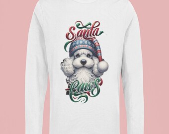 Christmas Santa Paws Collection - Hondenliefhebber Poedel Vakantie T-shirt met lange mouwen