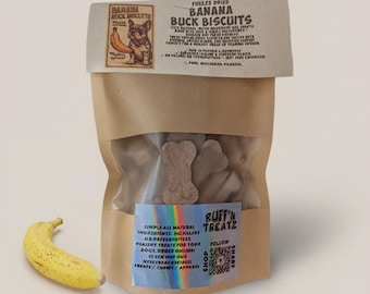 Banana Buck Biscuits Gevriesdroogde hondenkoekjes
