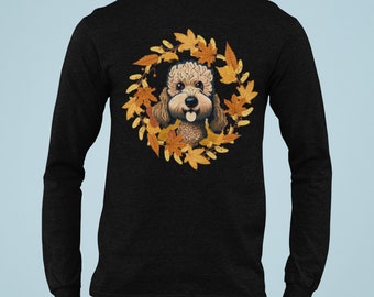 Herfst GoldenDoodle - Hondenliefhebber Aangepaste herfstvakantie T-shirt met lange mouwen