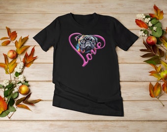 Pug Love levendige Neon pop-art stijl T-shirt