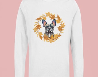 Fall Frenchie Bulldog - Hondenliefhebber Aangepaste herfstvakantie T-shirt met lange mouwen