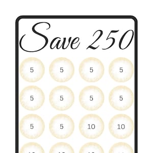 Save 250 A6 Savings Challenge | Download, printable, PDF - Budget - Savings - Money