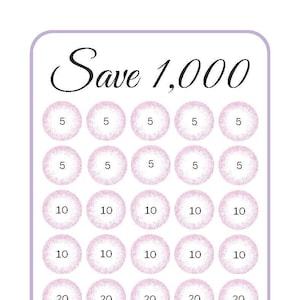 Save 1,000 | A6 Savings Challenge - Download, printable, PDF - Budget - Savings - Money