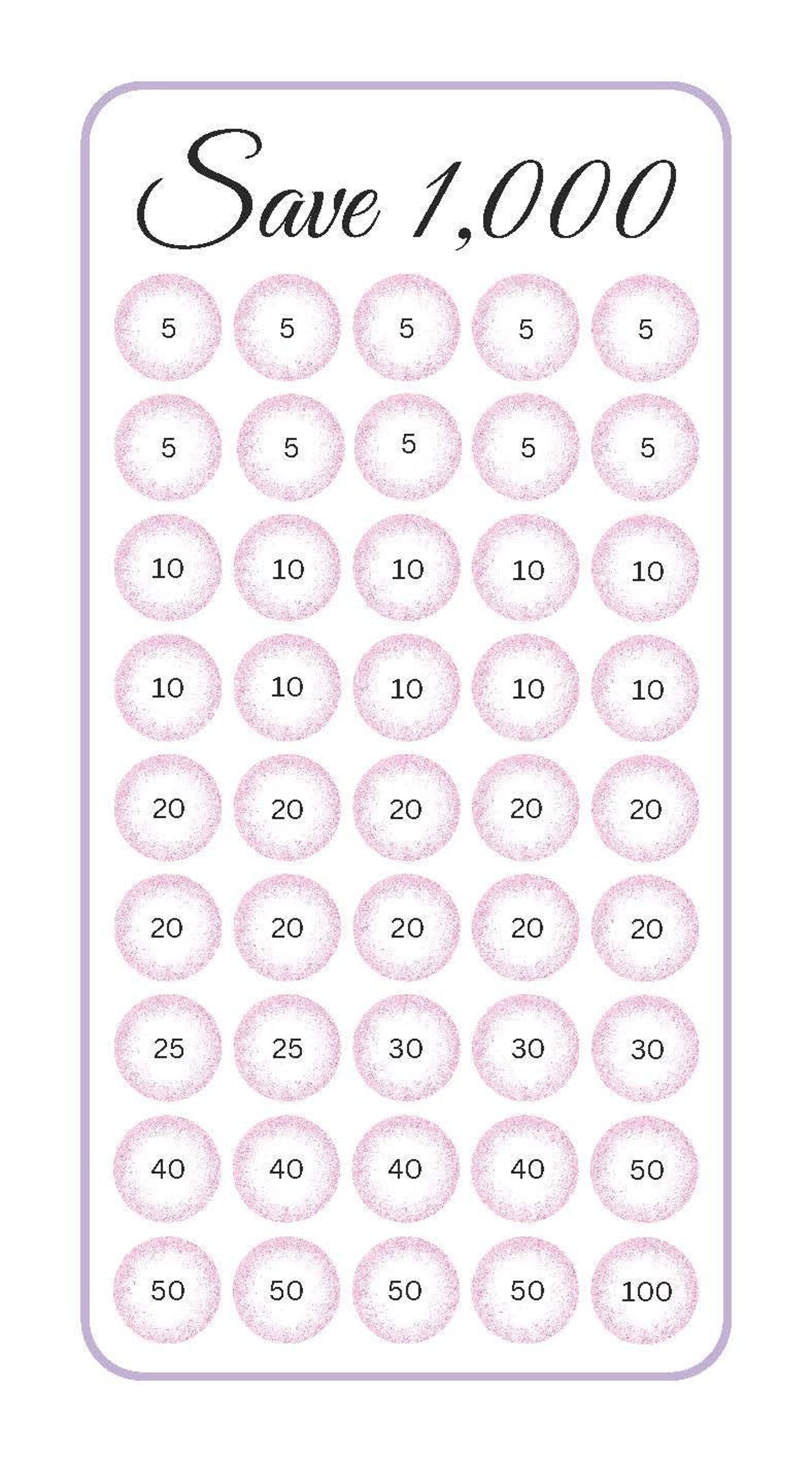 Save 1,000 A6 Savings Challenge Download, Printable, PDF Budget Savings Money - Etsy