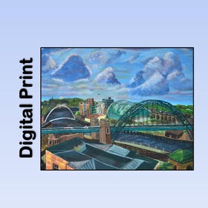Newcastle Painting City Wall Art Print Newcastle Digital Print Geordie Home Decor England Print Newcastle Gift Idea Newcastle Upon Tyne