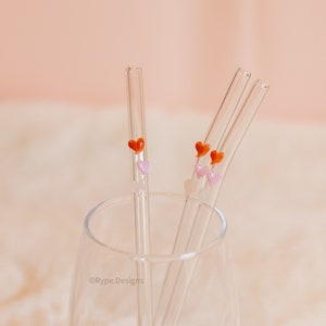 Triple Hearts Glass Straw Cute Heart Shaped Glass Straw Unique Elegant Glass Straw For Gift Classy Glass Straw Design Gift For Her