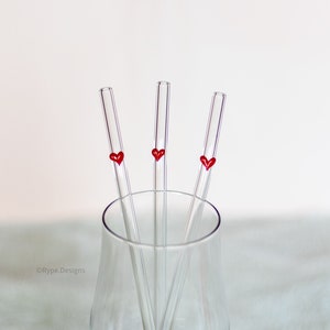 Heart Cherry Glass Straw Reusable Glass Drinking Straws Tortoise Flower  Curved Straw Tea Coffee Transparent Straws