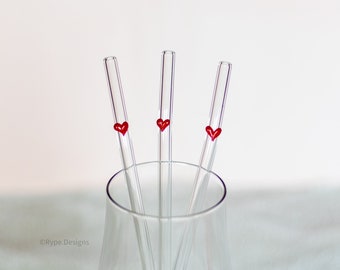 Paille en verre coeur rouge mignon paille en verre en forme de coeur paille en verre élégant unique pour le cadeau paille en verre chic design cadeau de Noël pour elle