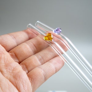Heart Glass Straw, Cute Heart Shaped Straw, Unique Elegant Glass Straw Designs For Gift, Classy Glass Cup With Glass Straw Set